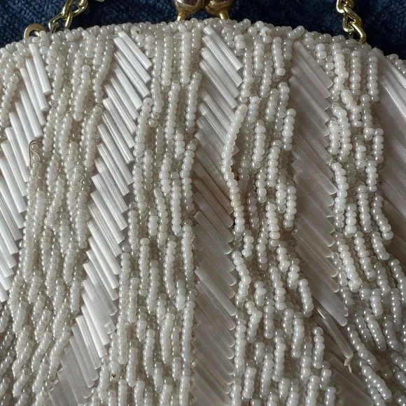 PRIVATE ORDER for @ryhumb: Vintage White Beaded Clutch Purse 1950s Style - Picture 4 of 5
